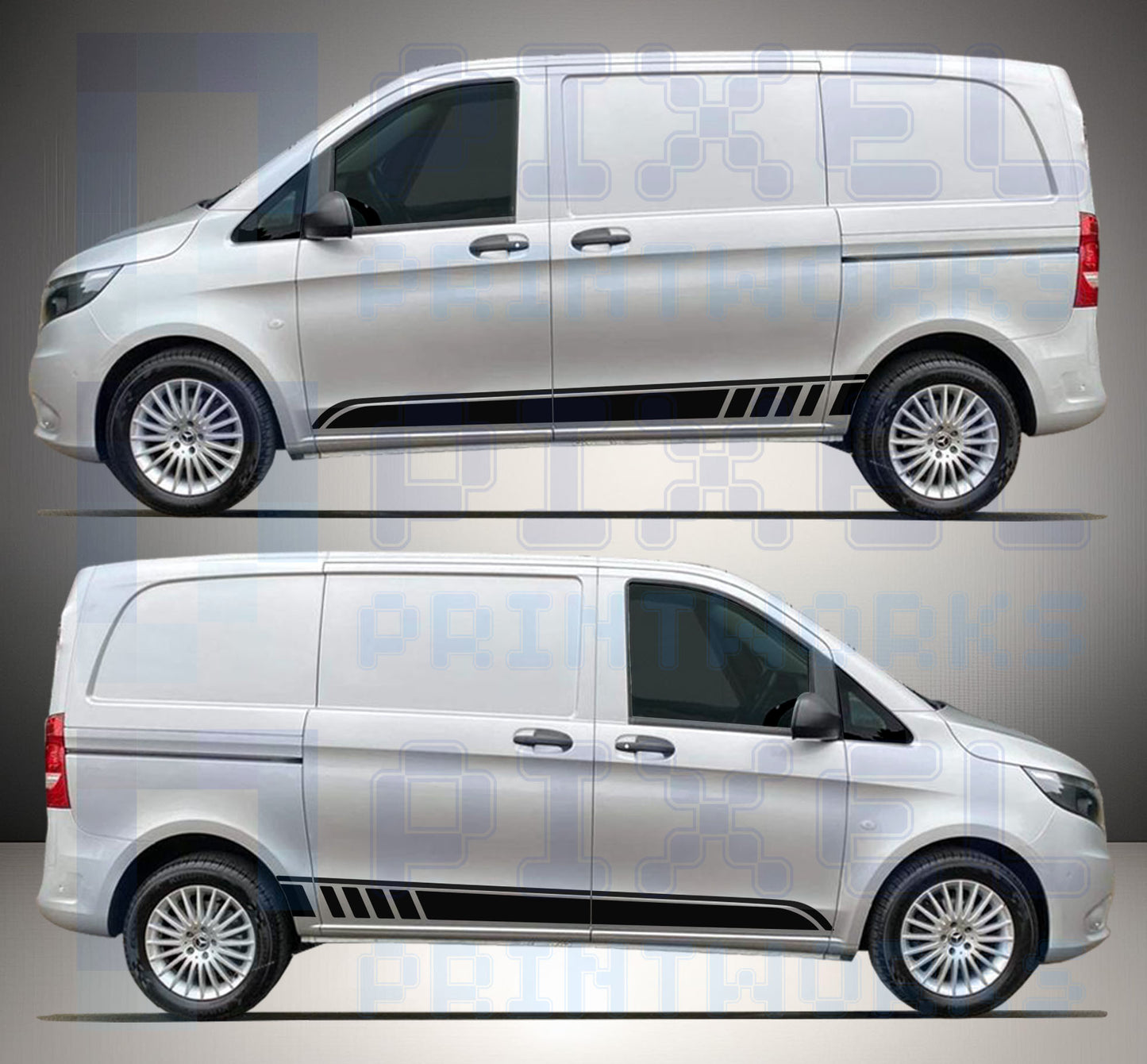 Mercedes Vito Side Stripe Decals – Vinyl Graphics | All Body Variations | Pixel Printworks