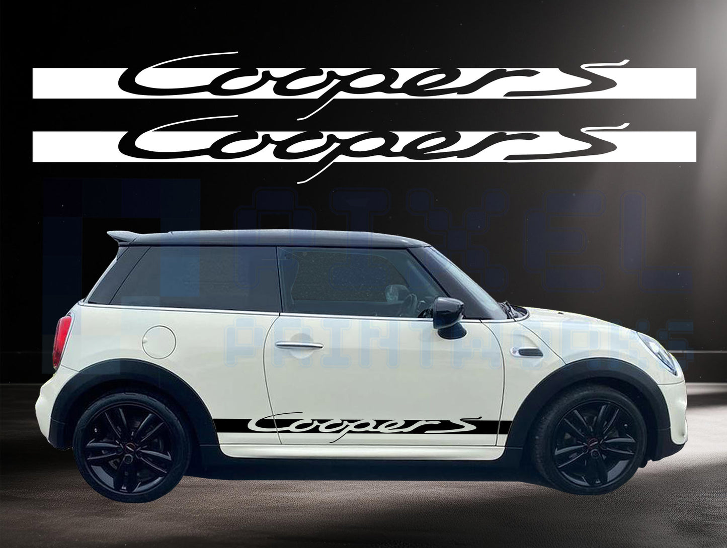 Mini Cooper S XL Side Stripe Decals | Vinyl Graphics Kit (2006-2023) | R50 R56 F56 All Models