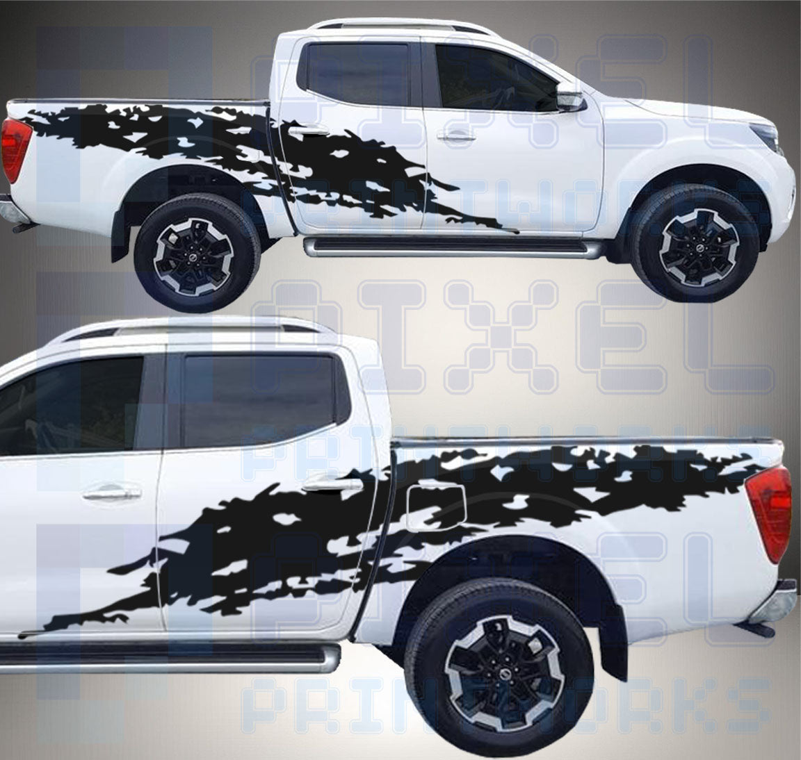 XL Graphics Kit for Nissan Navara D23 (2014–Present) | Rugged Side Vinyl Wrap | Pixel Printworks