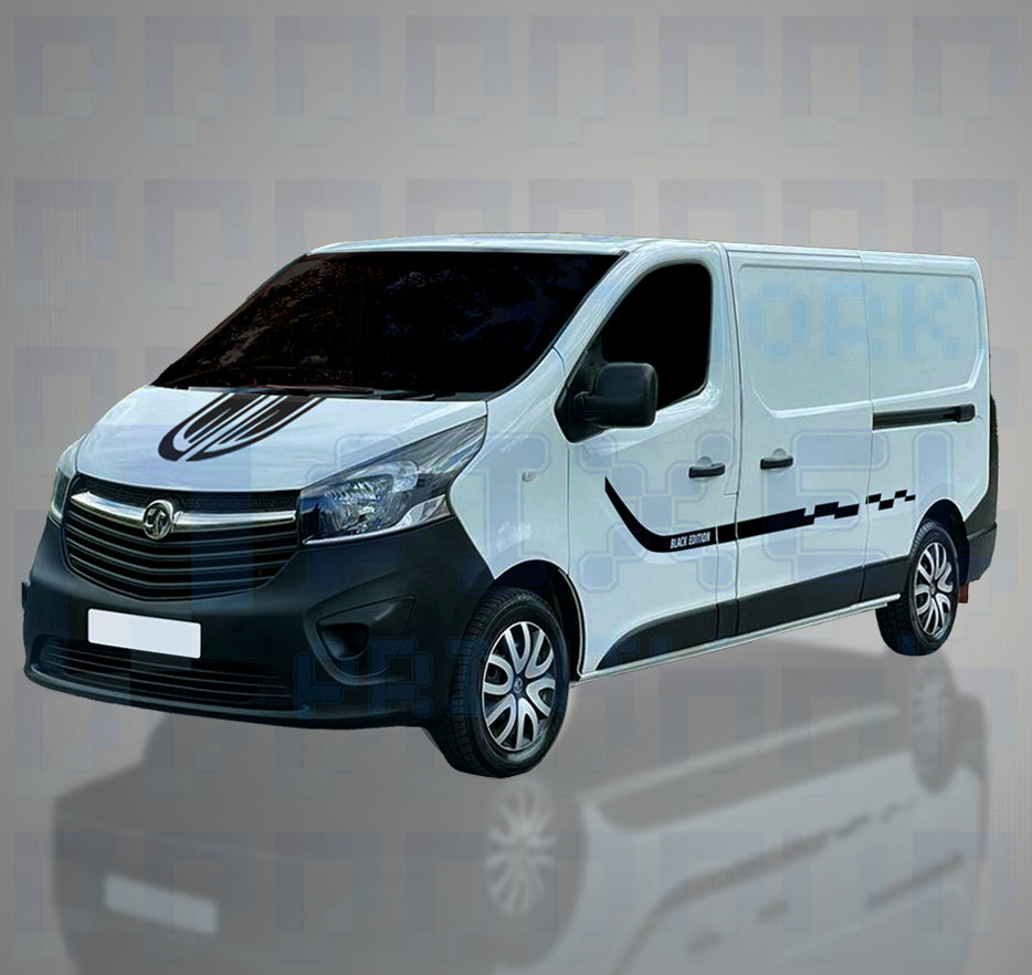Vauxhall Vivaro with Black Edition Side Stripes and Bonnet Decals by Pixel Printworks