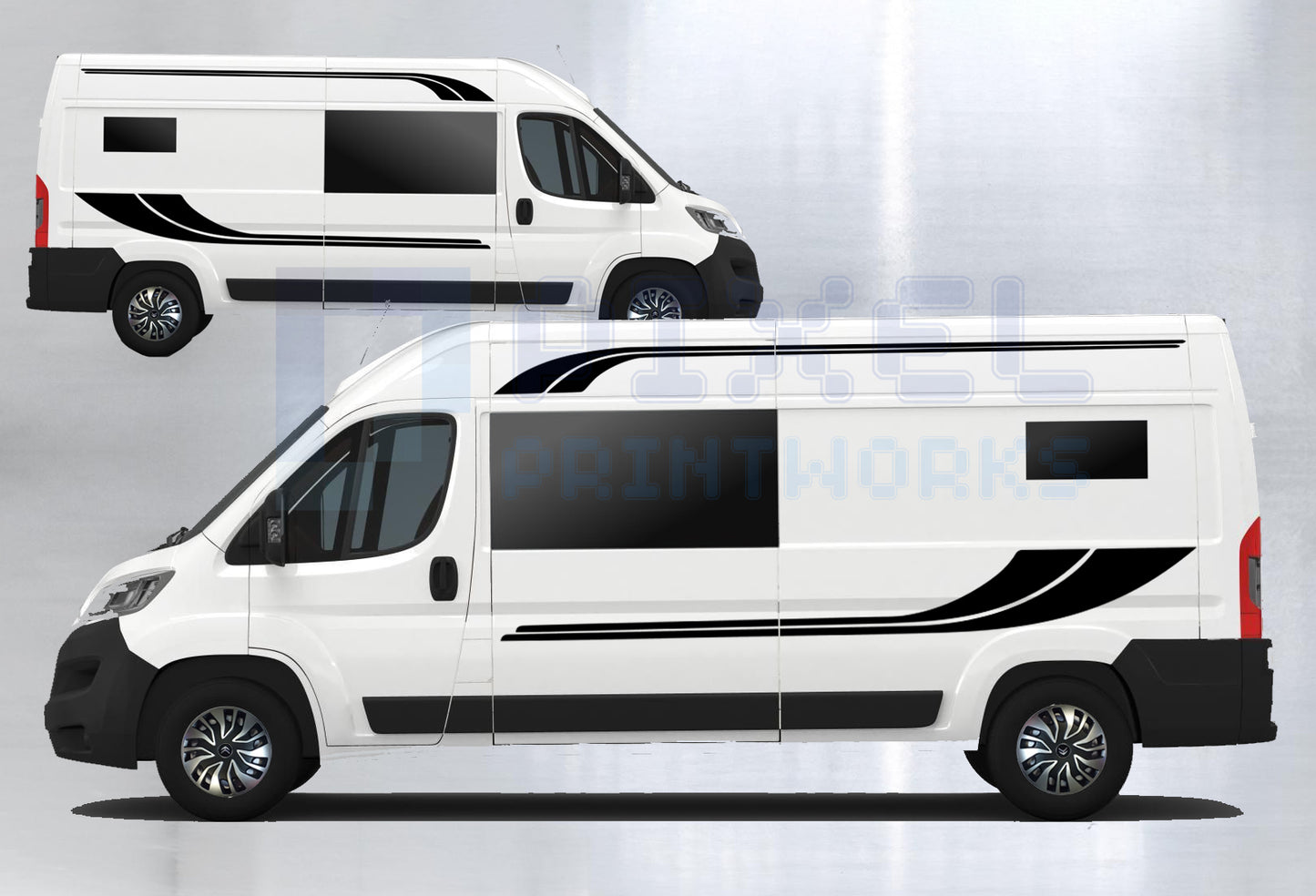 LWB Camper Vinyl Graphics Kit – 4pc Long Stripe Decal Set by Pixel Printworks