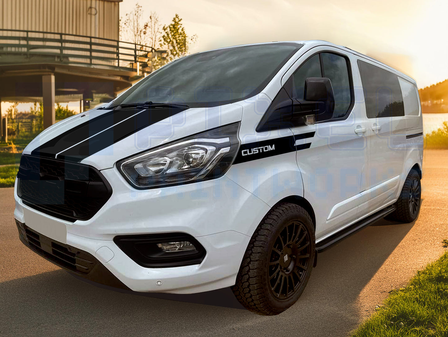 Ford Transit Custom Bonnet & Front Quarter Stripe Bundle – Vinyl Decal Kit | Pixel Printworks