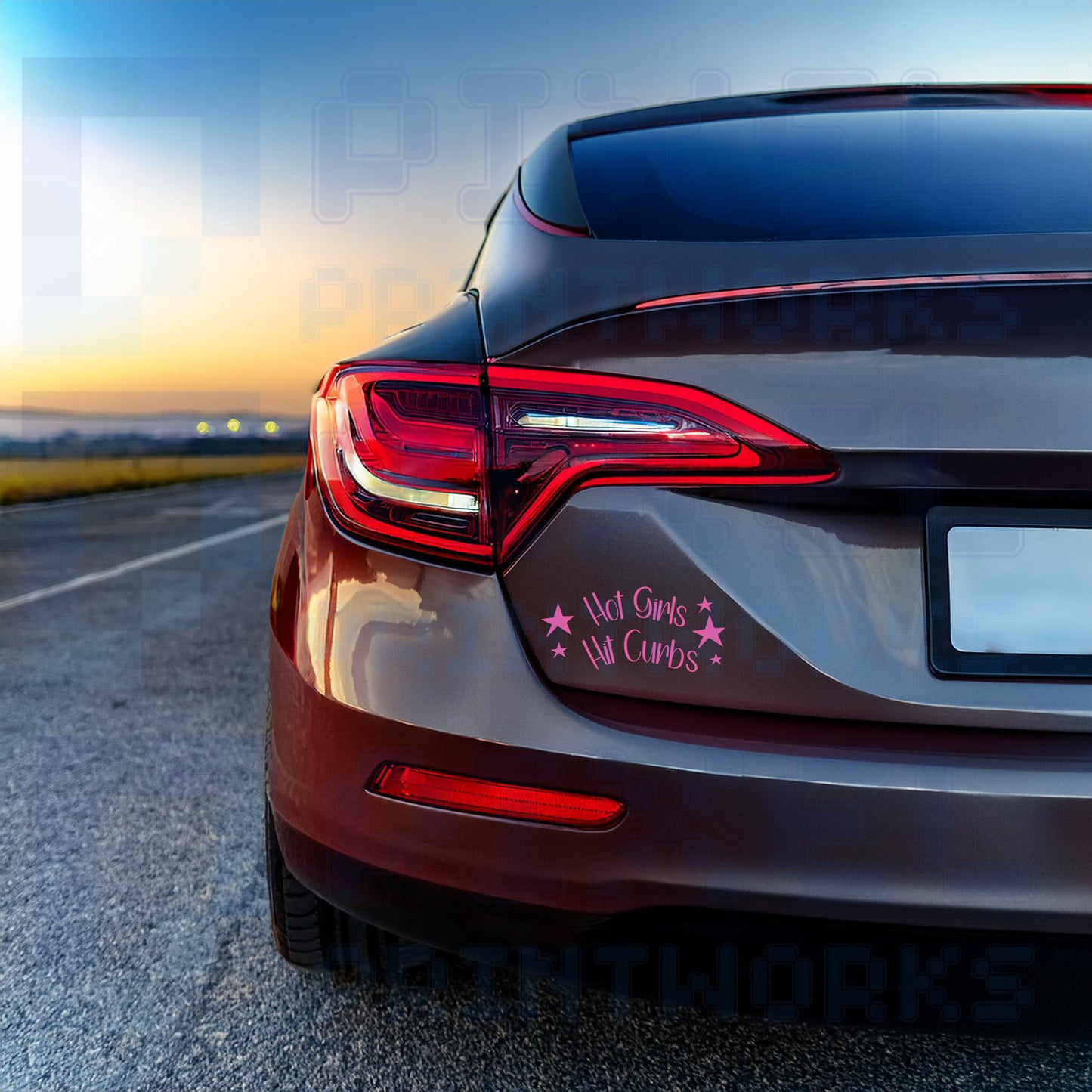 Hot Girls Hit Curbs Vinyl Decal – Funny Pink Bumper Sticker for Cars, Laptops & More