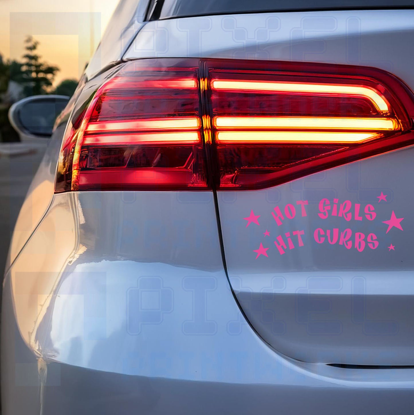 Hot Girls Hit Curbs Vinyl Decal – Funny Pink Bumper Sticker for Cars, Laptops & More