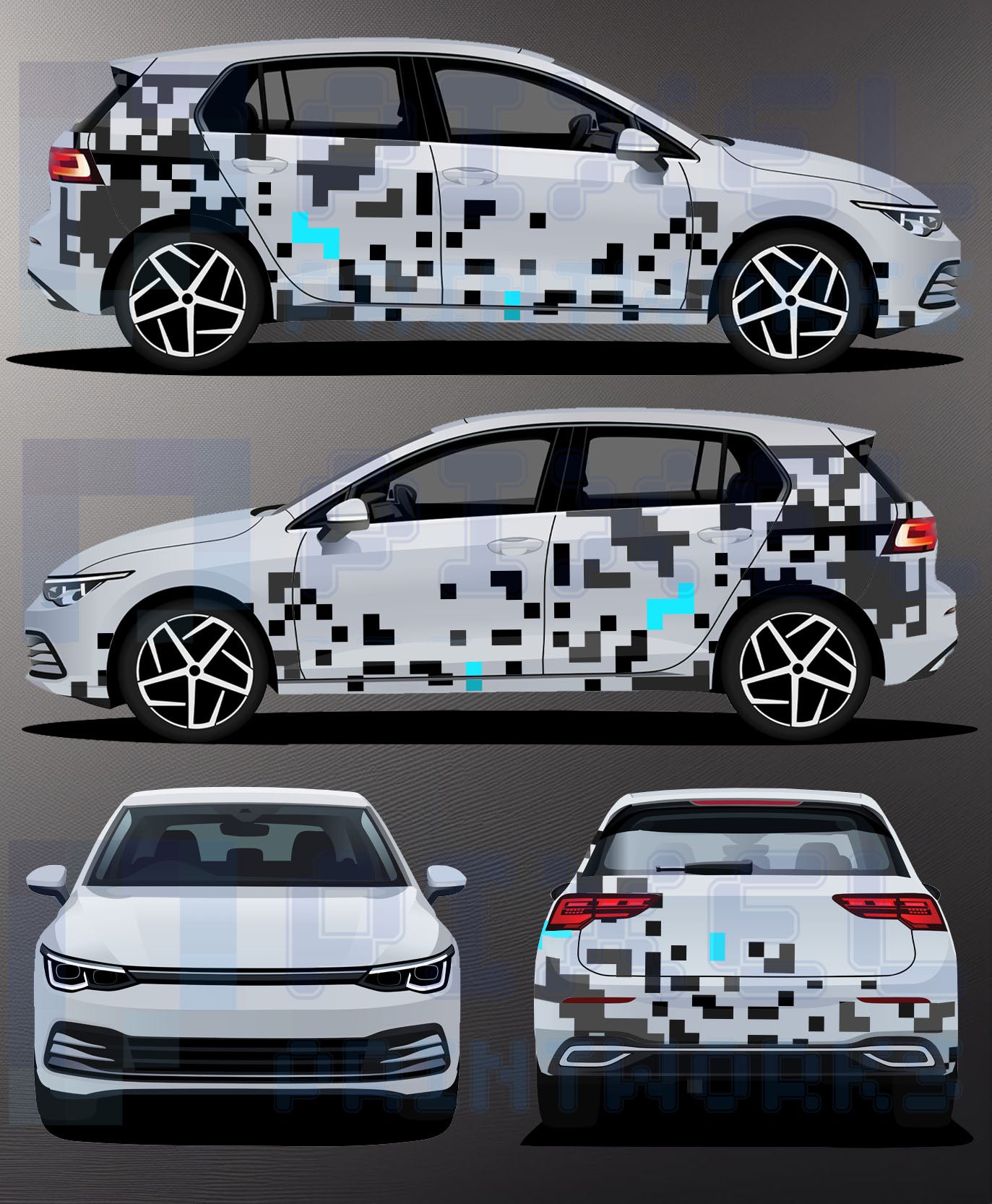 Universal Car Pixelated Camo Vinyl Graphics Kit | Suitable for All Car Models