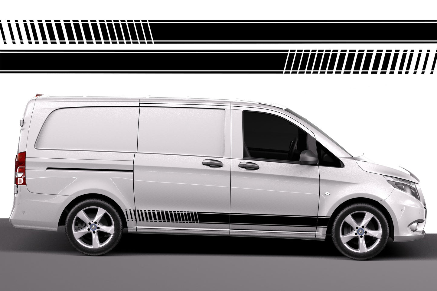 Mercedes Vito Stuttered Side Stripe Decals – Vinyl Graphics | All Body Variations | Pixel Printworks