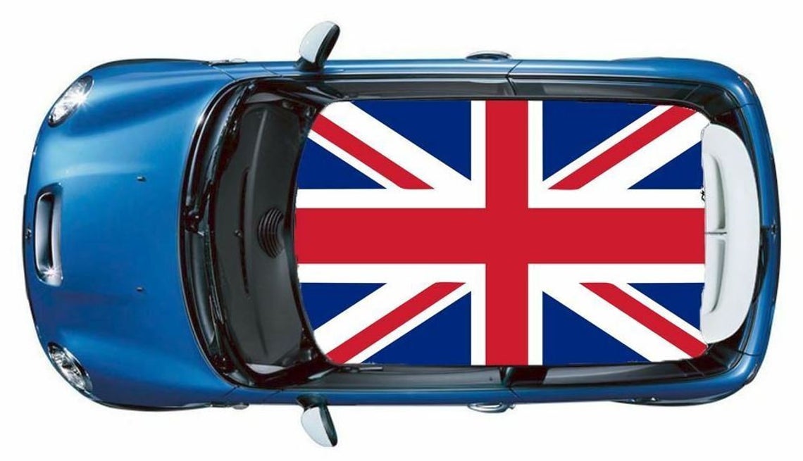 Mini Cooper Union Jack Roof Decal – Red & Blue Vinyl Graphic Kit (Fits R56)