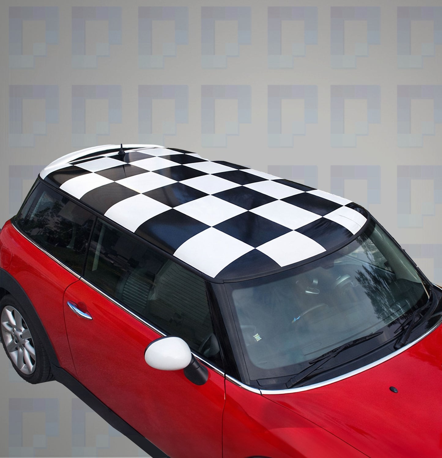 Mini Cooper Checkers Roof Decal Kit – Solid-Cut Vinyl Graphic (Fits R56)