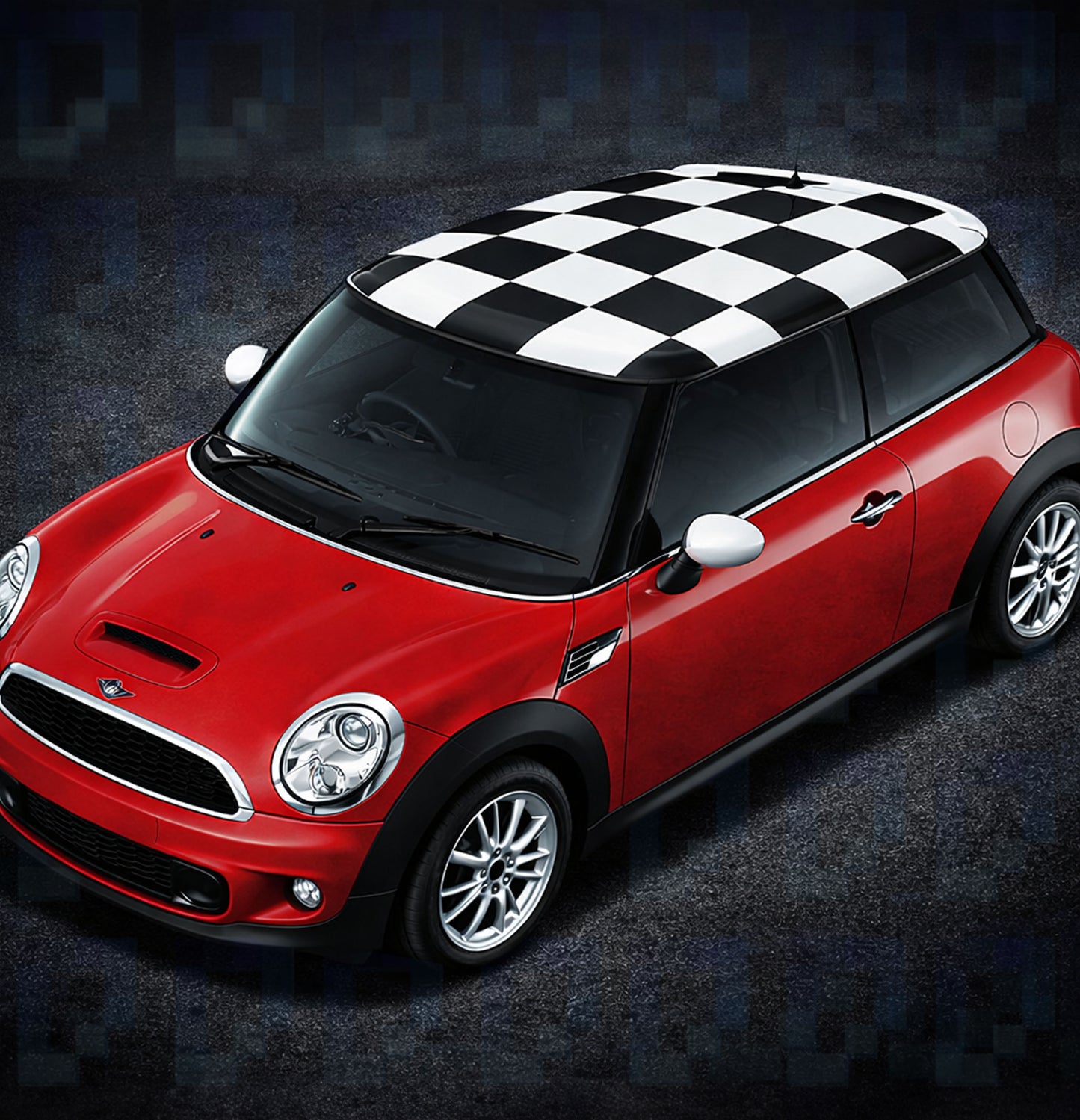 Mini Cooper Checkers Roof Decal Kit – Solid-Cut Vinyl Graphic (Fits R56)