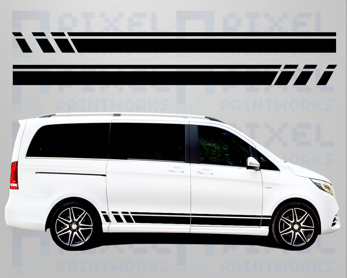 Mercedes Vito Large Stuttered Side Stripe Decals – Vinyl Graphics | All Body Variations | Pixel Printworks