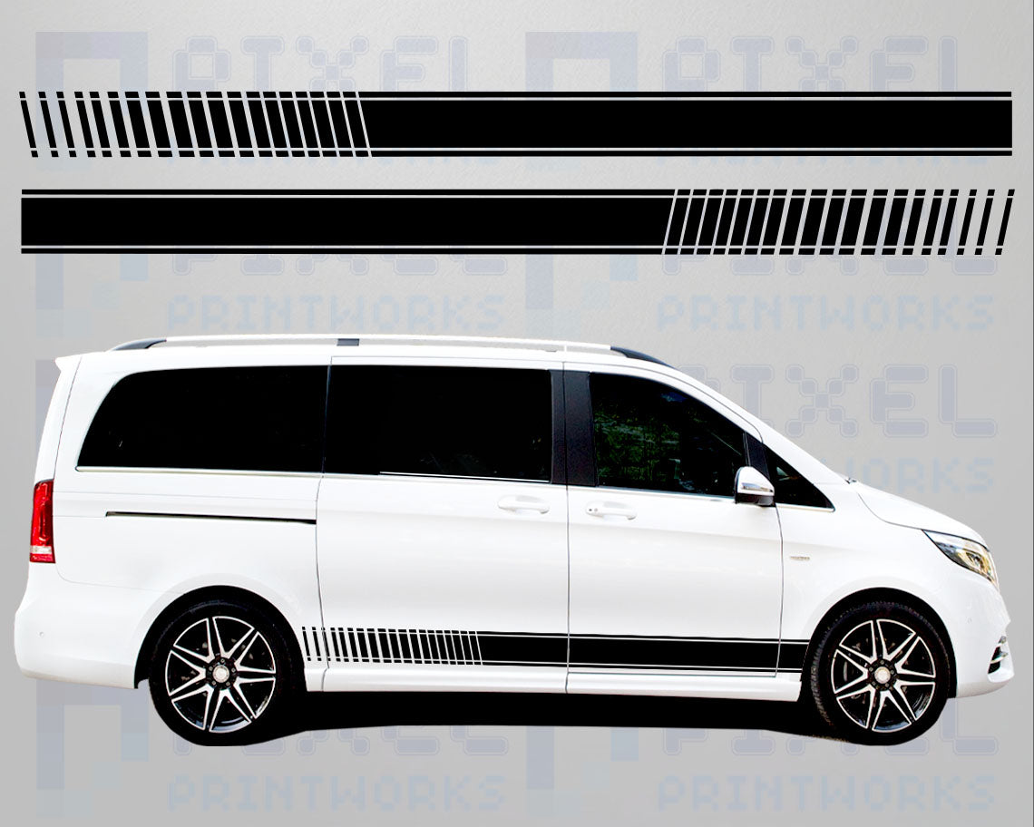 Mercedes Vito Stuttered Side Stripe Decals – Vinyl Graphics | All Body Variations | Pixel Printworks