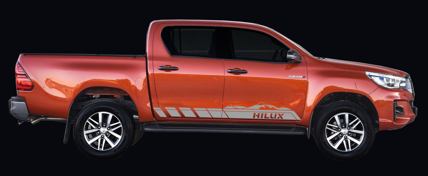 Toyota Hilux Mountain Stripe Decals – Rugged Side Vinyl Kit (2015–2023) | Pixel Printworks
