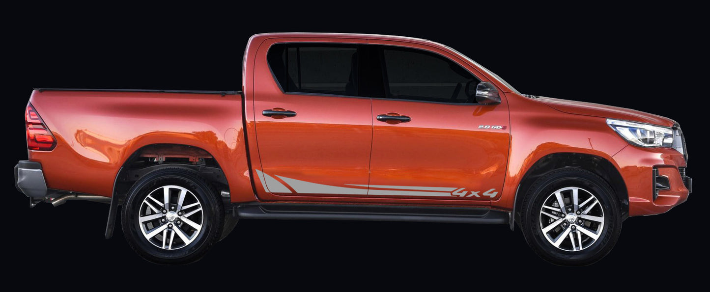 Toyota Hilux 4x4 Side Stripe Decals (2015–2023) – Rugged Vinyl Kit | Pixel Printworks