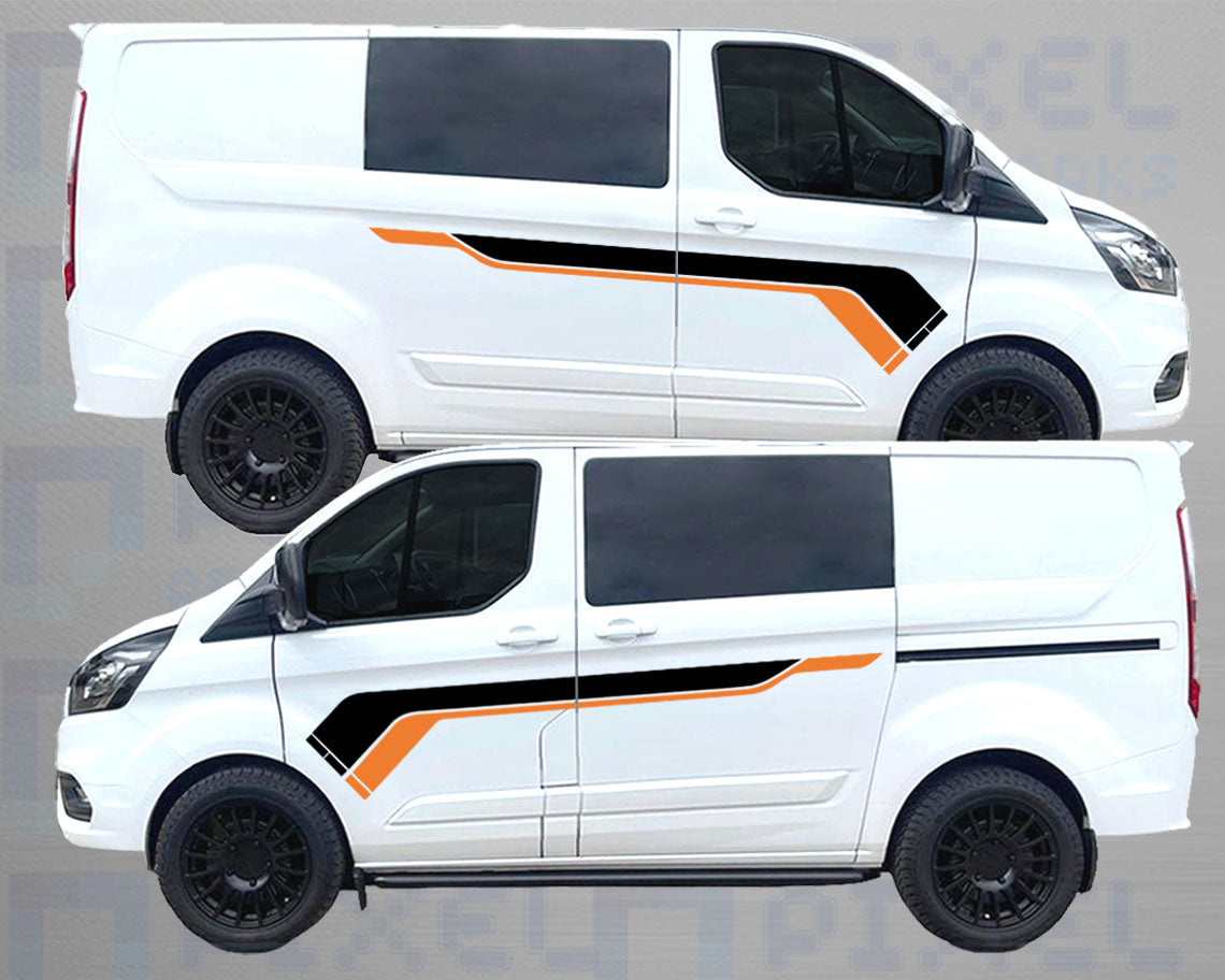 Ford Transit Custom MS-RT Vinyl Side Stripes – 2 Colour Decal Kit (2013–2023)