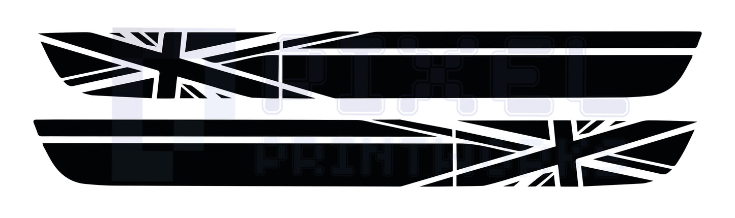 Mini Cooper Union Jack Flag Side Stripe Decals | Vinyl Graphics Kit (2006-2023) | R50 R56 F56 All Models