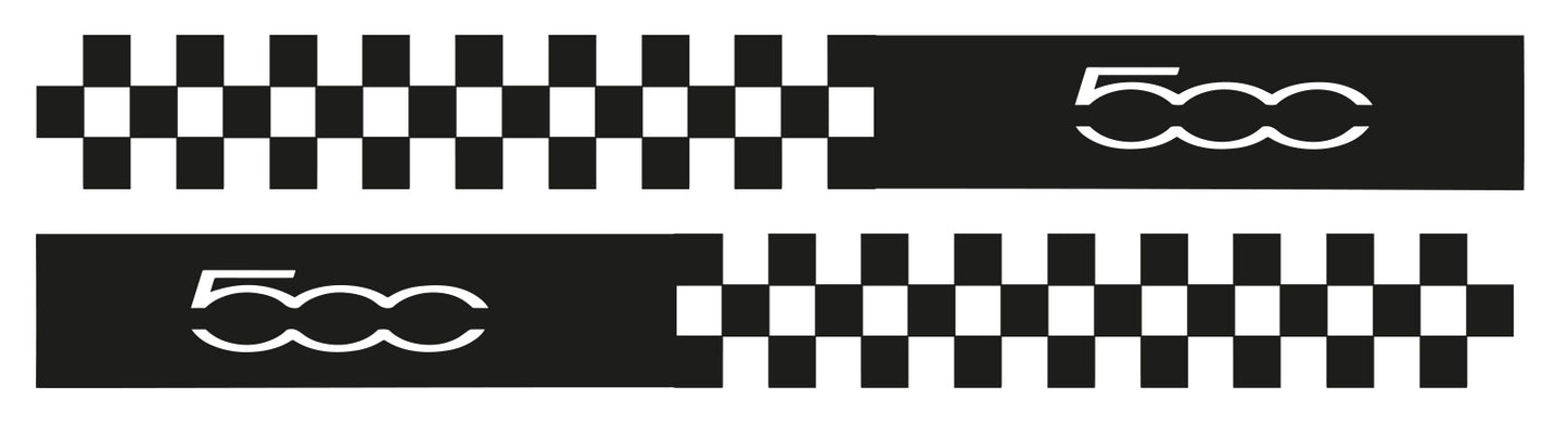 Fiat 500 Checkered Half-Length Side Stripe Decal – Compact Vinyl Graphic Kit | Pixel Printworks