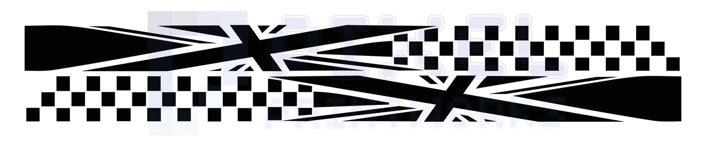 VW Polo Side Stripe Decals –  Chequered Union Jack Design (Fits MK5 & MK6)