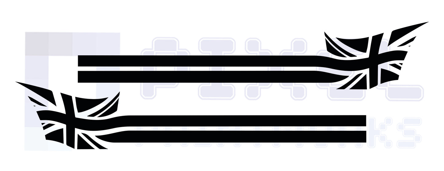 Mini Cooper Union Jack Flag Side Stripe Decals | Vinyl Graphics Kit (2006-2023) | R50 R56 F56 All Models