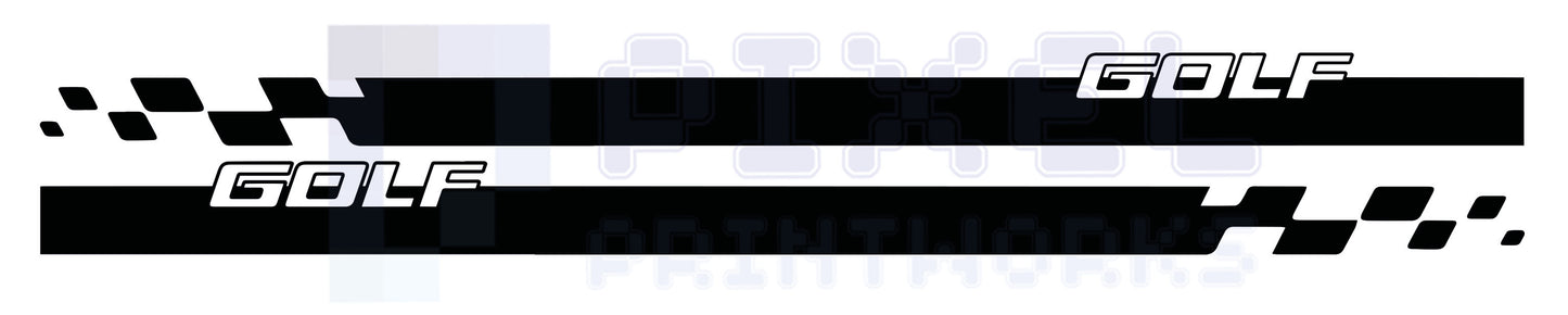 VW Golf Side Stripe Decals – Alternate “GOLF” Logo Stripe Design (Fits MK6 & MK7)