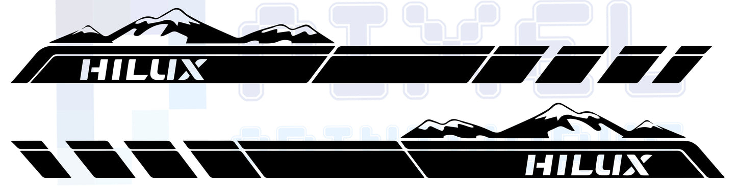Toyota Hilux Mountain Stripe Decals – Rugged Side Vinyl Kit (2015–2023) | Pixel Printworks
