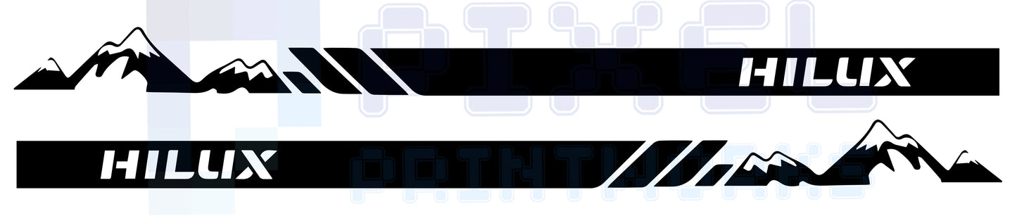 Toyota Hilux Side Stripe Decals – Mountain Design (2015–2023) by Pixel Printworks