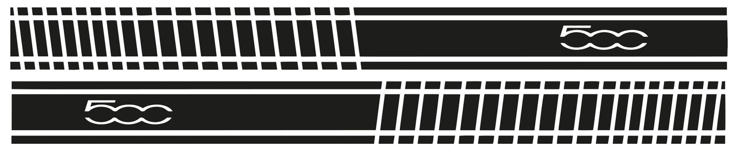 Fiat 500 Stuttered Side Stripe Decal – Broken Line Vinyl Graphic | Pixel Printworks