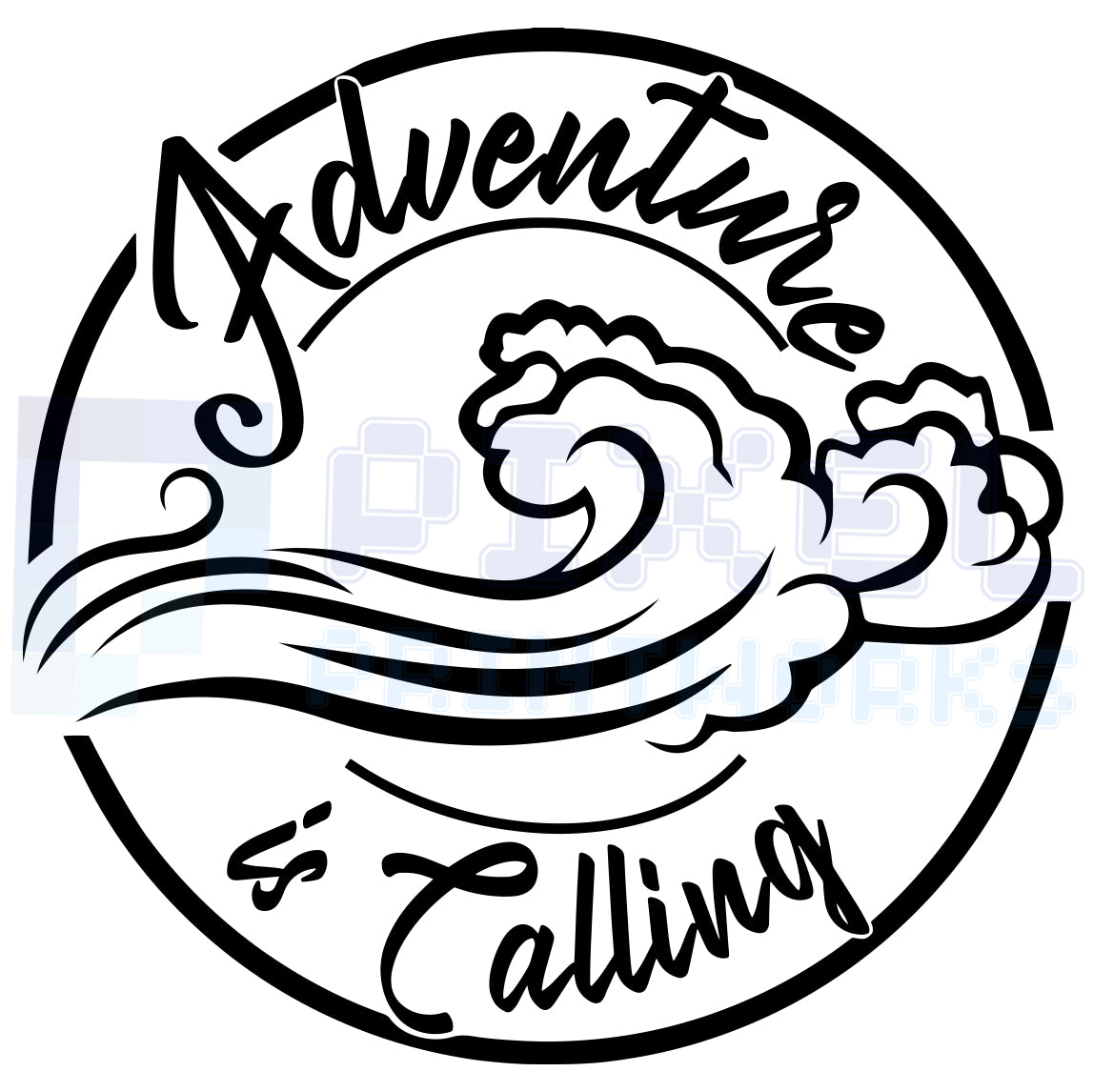 Adventure Is Calling Waves Script Decal – Ocean Vinyl Sticker for Campervans & Motorhomes | Pixel Printworks