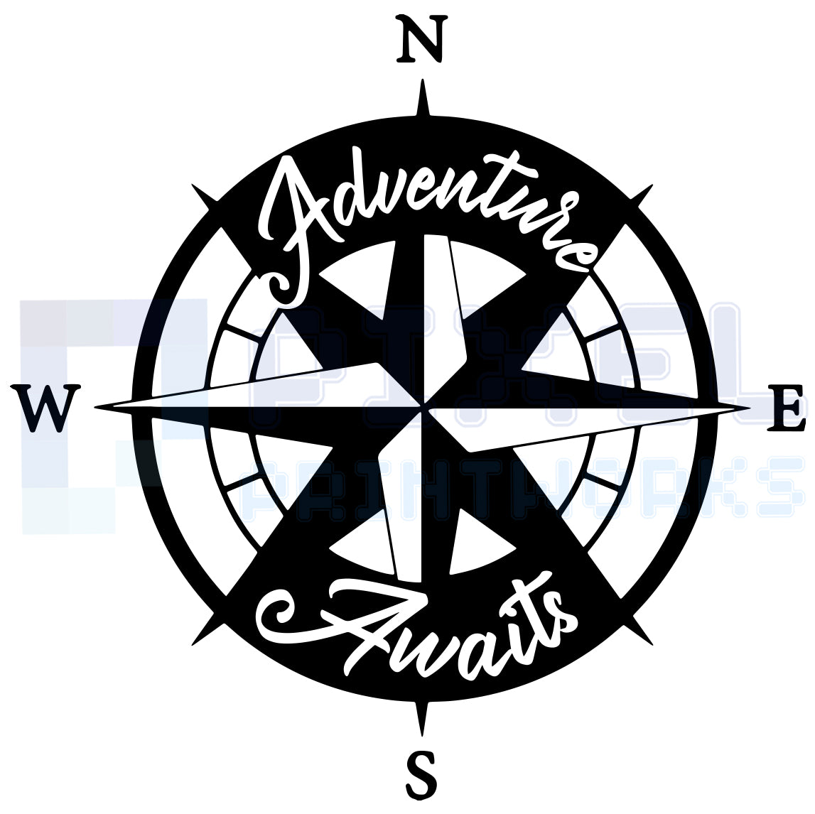 Adventure Awaits Compass Decal – Vinyl Sticker for Campervans & Motorhomes | Pixel Printworks
