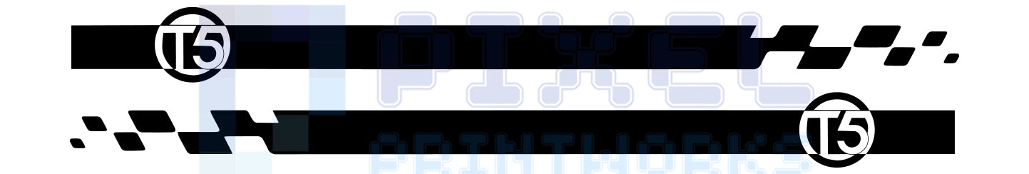 T5 Emblem Side Stripe Vinyl Decals with Stuttered Finish for VW Transporter T5 (2003–2015) – Pair by Pixel Printworks