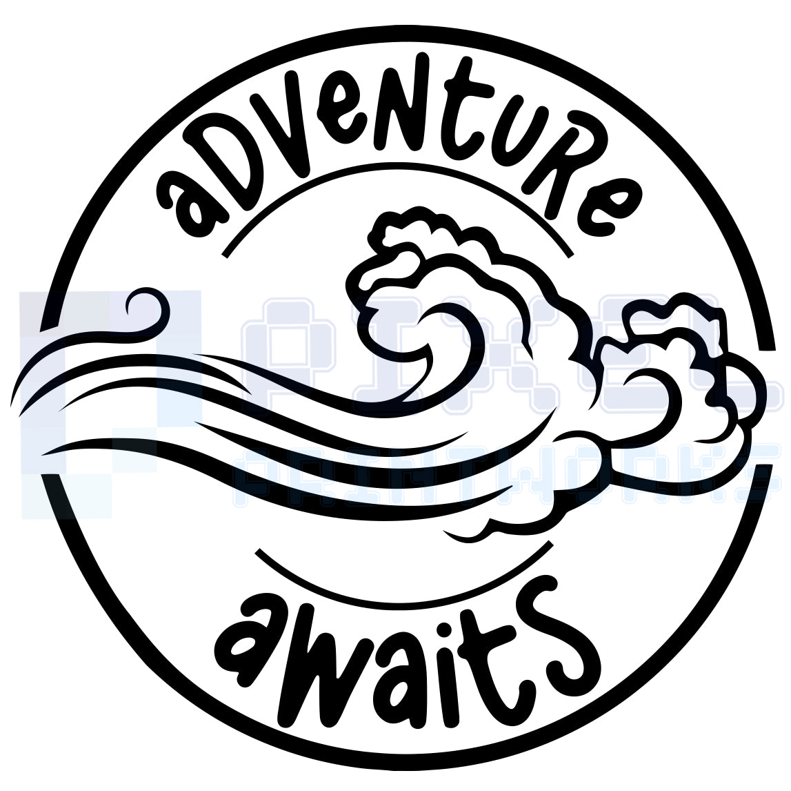 Adventure Awaits Ocean Wave Decal – Vinyl Sticker for Campervans & Motorhomes | Pixel Printworks