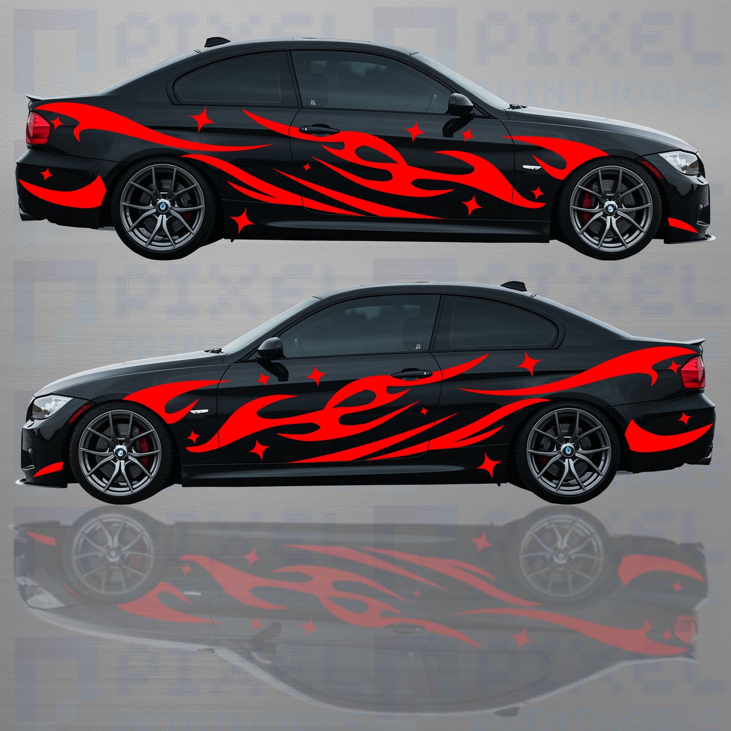 Stars & Waves Car Livery Kit – Universal Fit Vinyl Graphics (Left/Right Side)