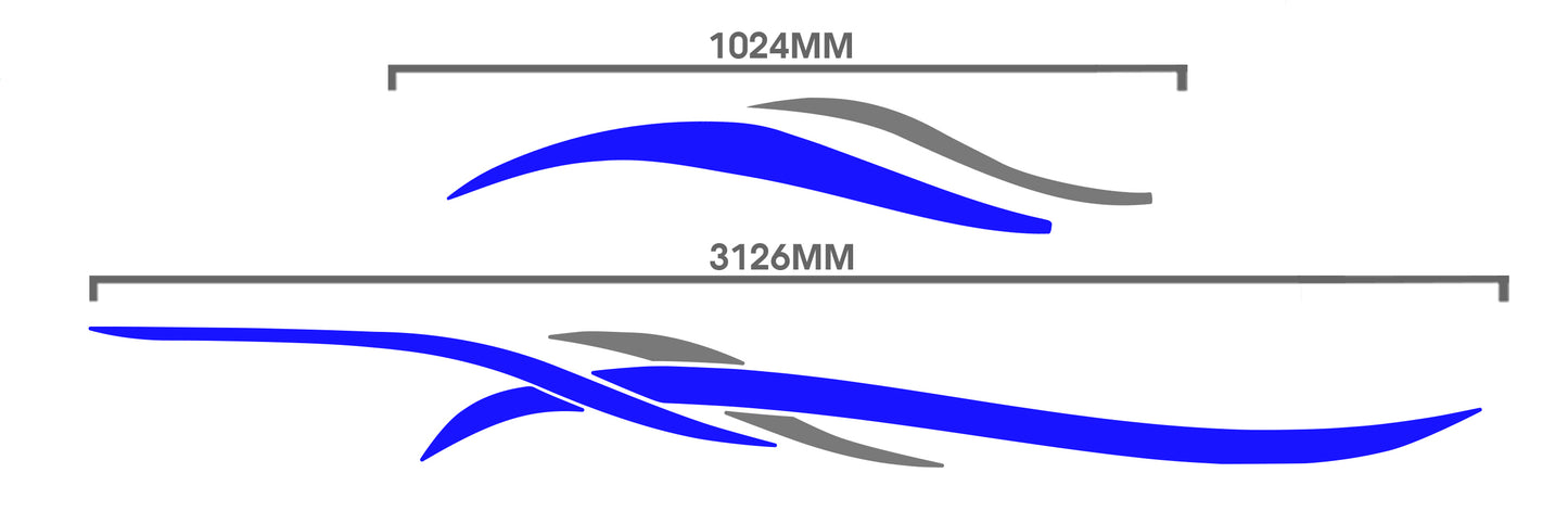 LWB Camper Vinyl Graphics Kit – 4pc Triple Wave Stripe Decal Set by Pixel Printworks