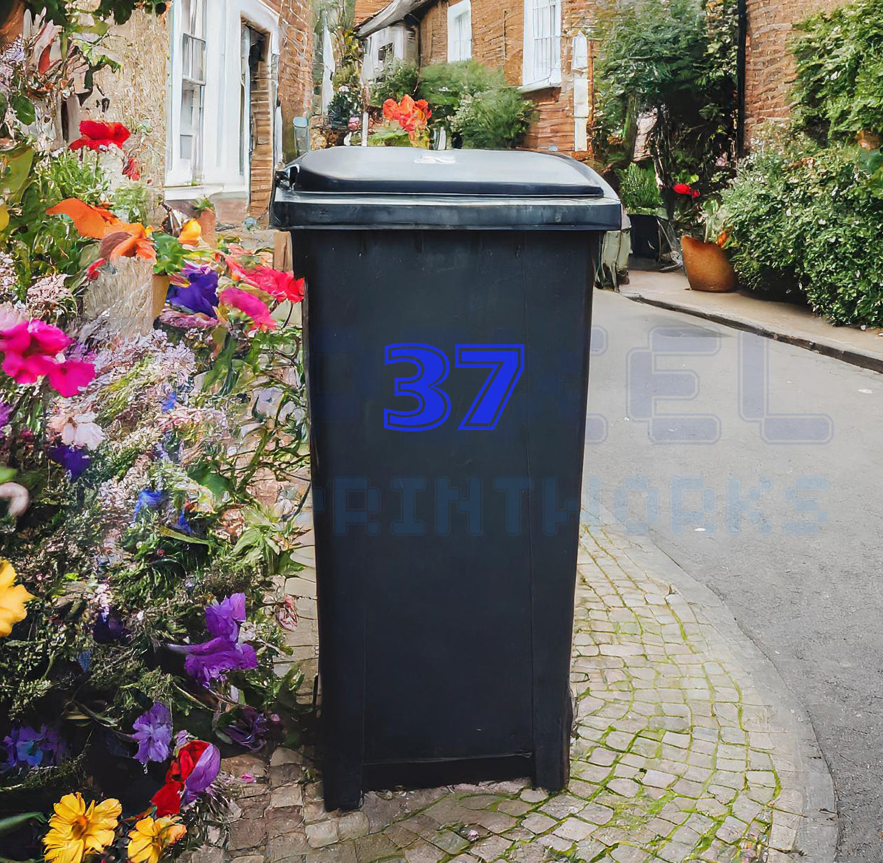 Personalised Wheelie Bin Sticker – Jedi Style Font – Number Only | Vinyl Decal Pack