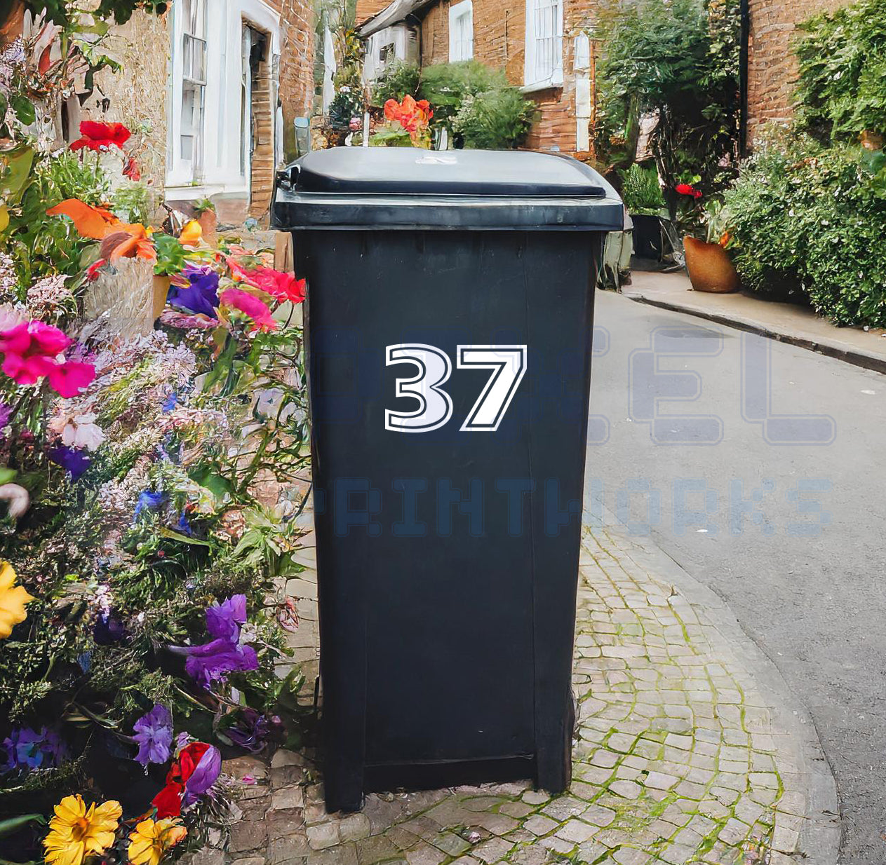 Personalised Wheelie Bin Sticker – Jedi Style Font – Number Only | Vinyl Decal Pack