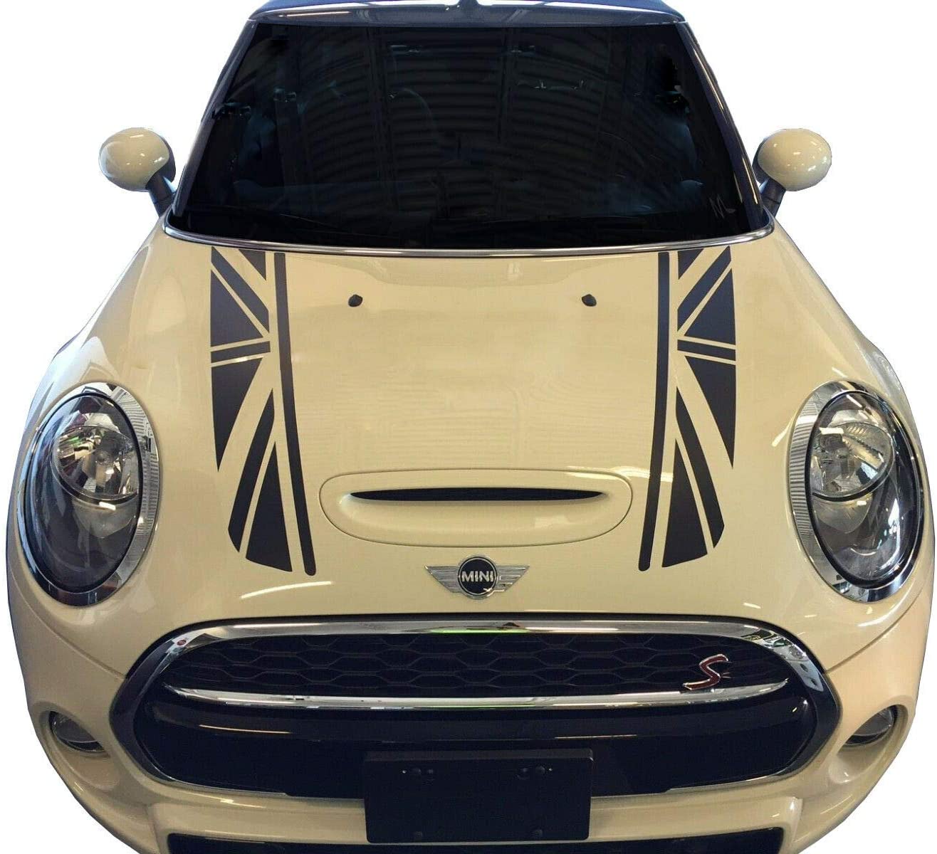 Mini Cooper Union Jack bonnet stripes vinyl decals fitted to car for bold British styling