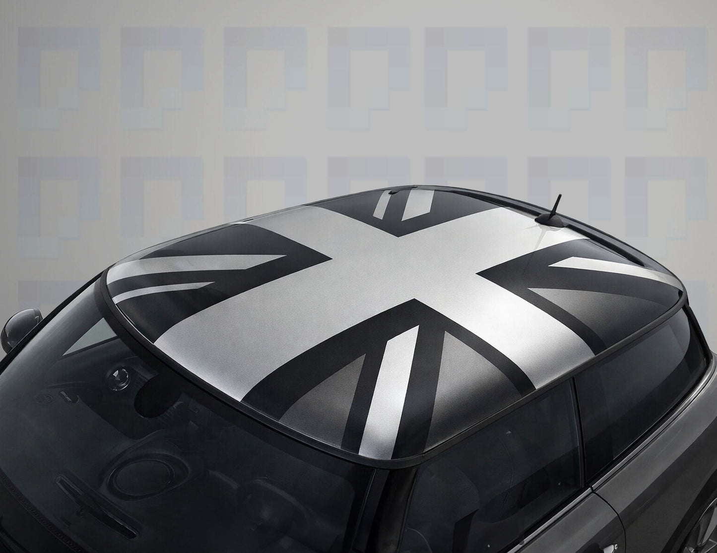 Mini Cooper Union Jack Roof Decal – Monochrome Vinyl Graphic Kit (Fits R56)