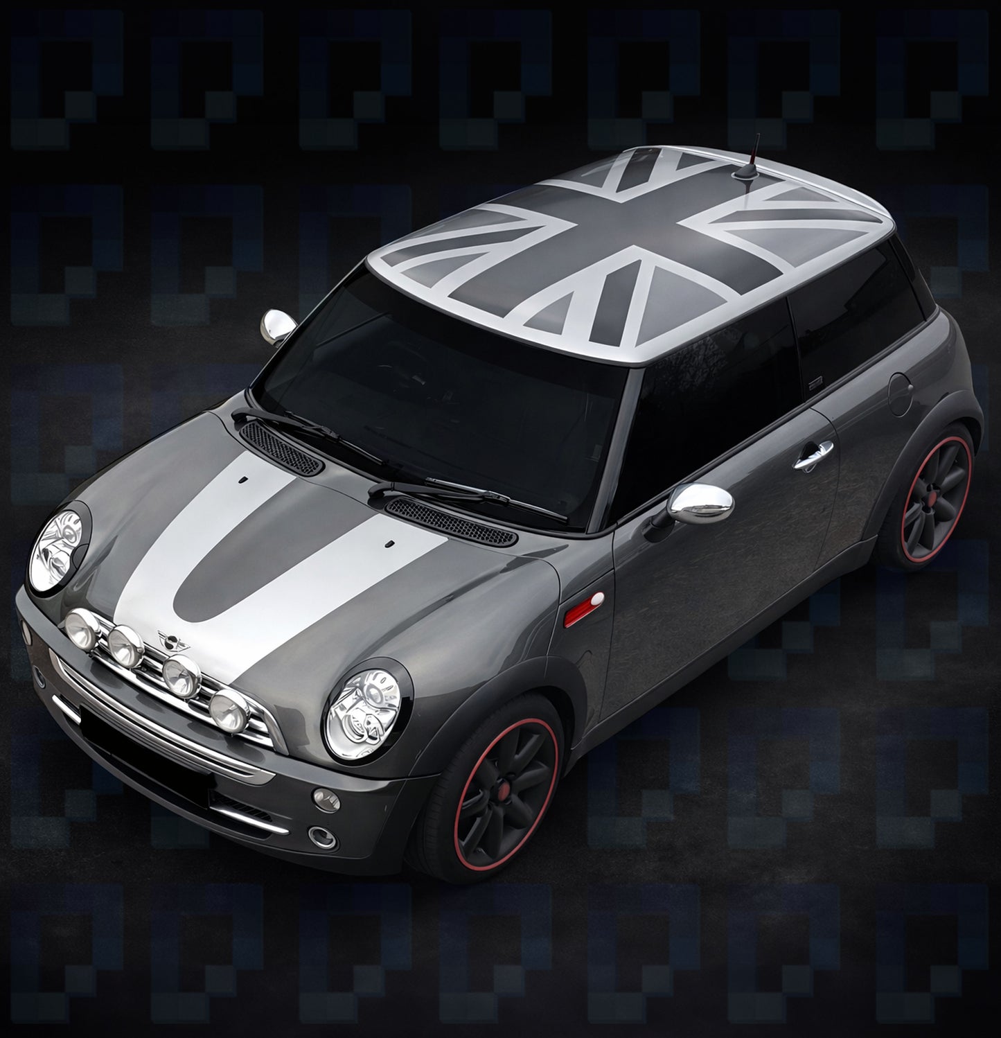 Mini Cooper Union Jack Roof Decal – Monochrome Vinyl Graphic Kit (Fits R56)
