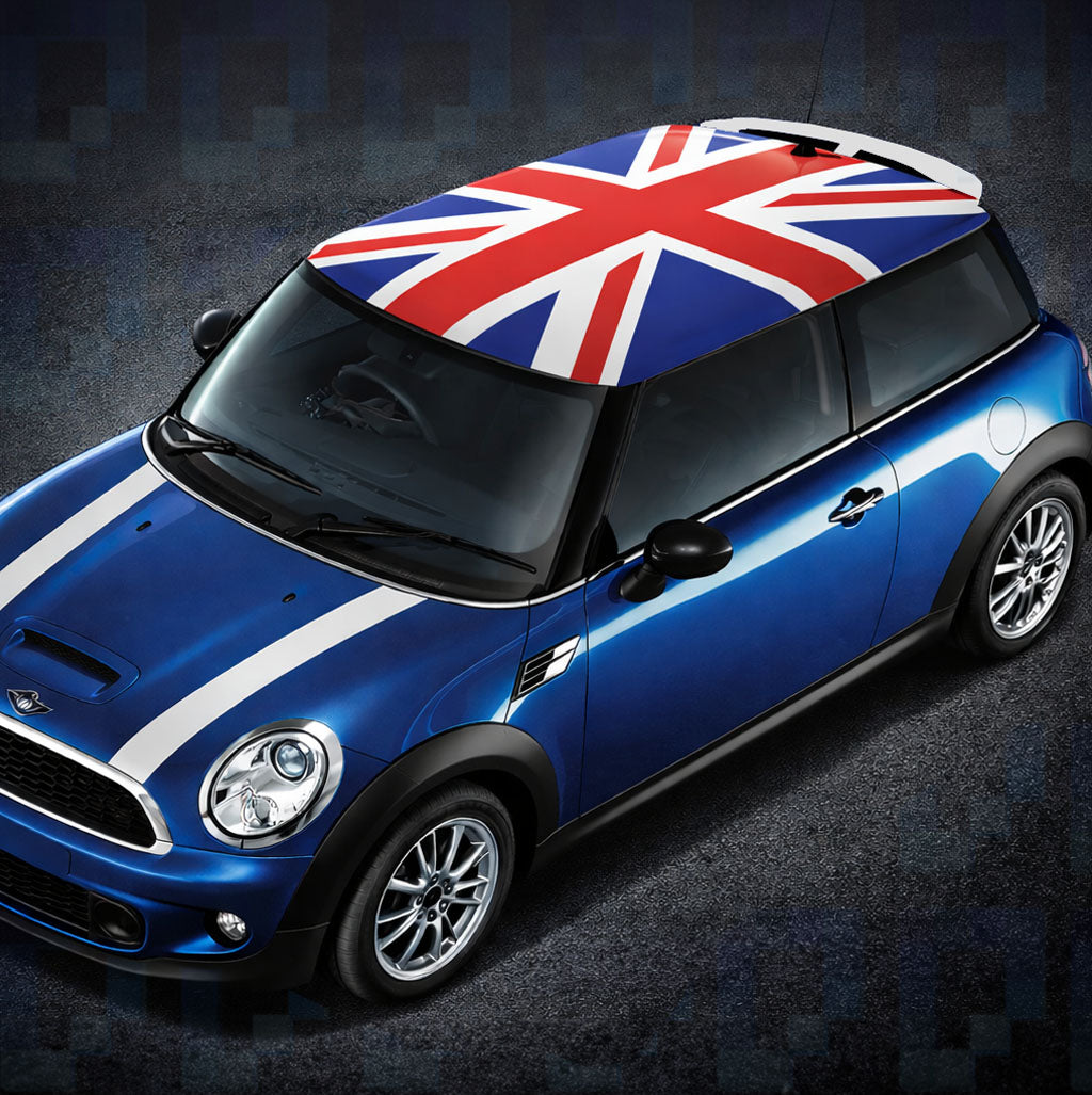 Mini Cooper Union Jack Roof Decal – Red & Blue Vinyl Graphic Kit (Fits R56)