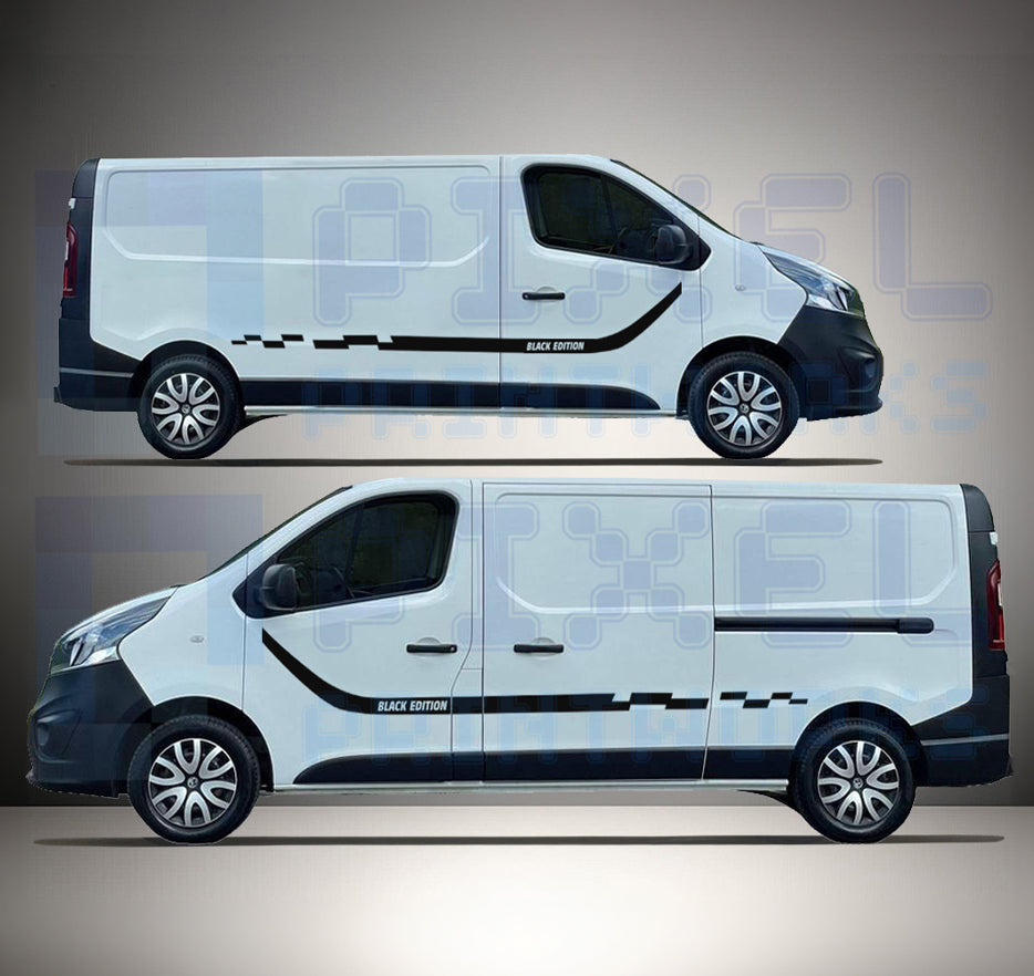 Vauxhall Vivaro with Black Edition Side Stripe Decals by Pixel Printworks
