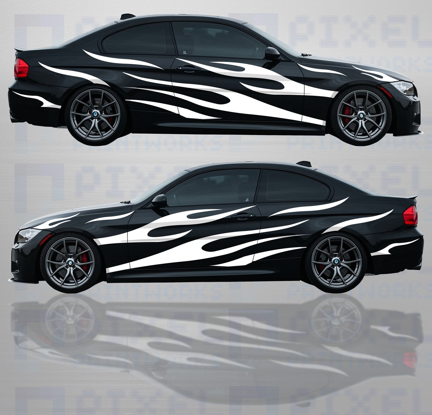 Car Flame Livery Kit – Universal Fit Vinyl Graphics (Left/Right Side)