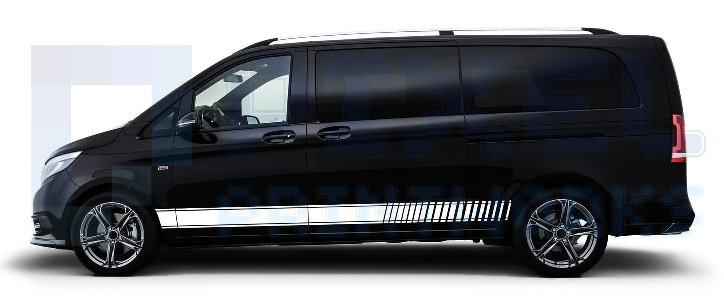Mercedes Vito Stuttered Side Stripe Decals – Vinyl Graphics | All Body Variations | Pixel Printworks