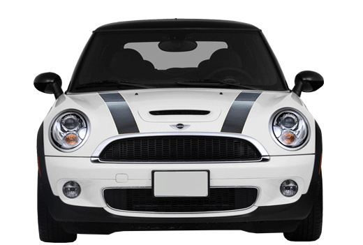 Mini Cooper bonnet racing stripes vinyl decal kit applied to bonnet
