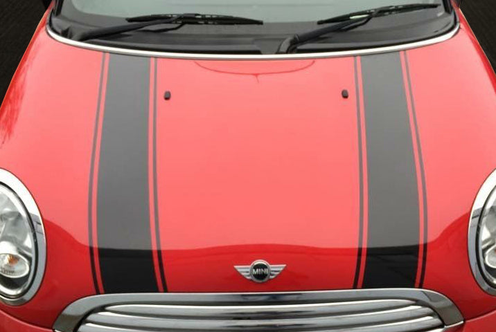 Mini Cooper Bonnet Stripes – Pin Stripe Vinyl Decal Kit (Fits Most Models)