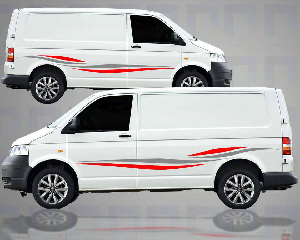 Campervan vinyl graphics kit for SWB & MWB vans – fits Vivaro, Transit, Transporter – universal design